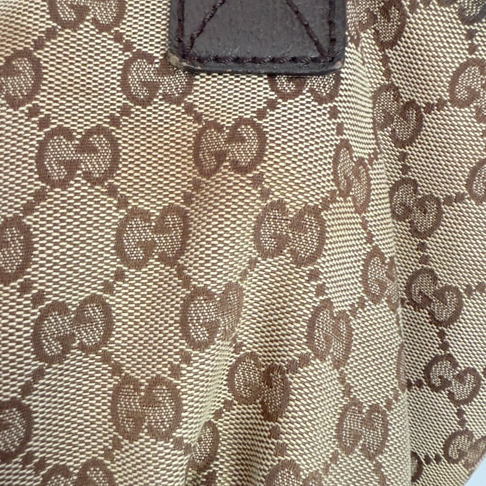 Vintage GUCCI GG Sherry Line Boat Shape Small Tote Handbag Canvas Beige - Picture 3 of 9